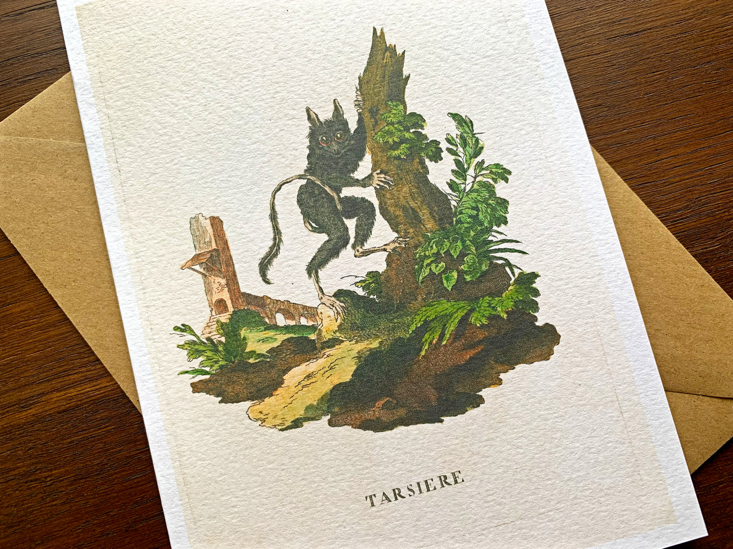 Tarsier Vintage Illustration Greetings Card