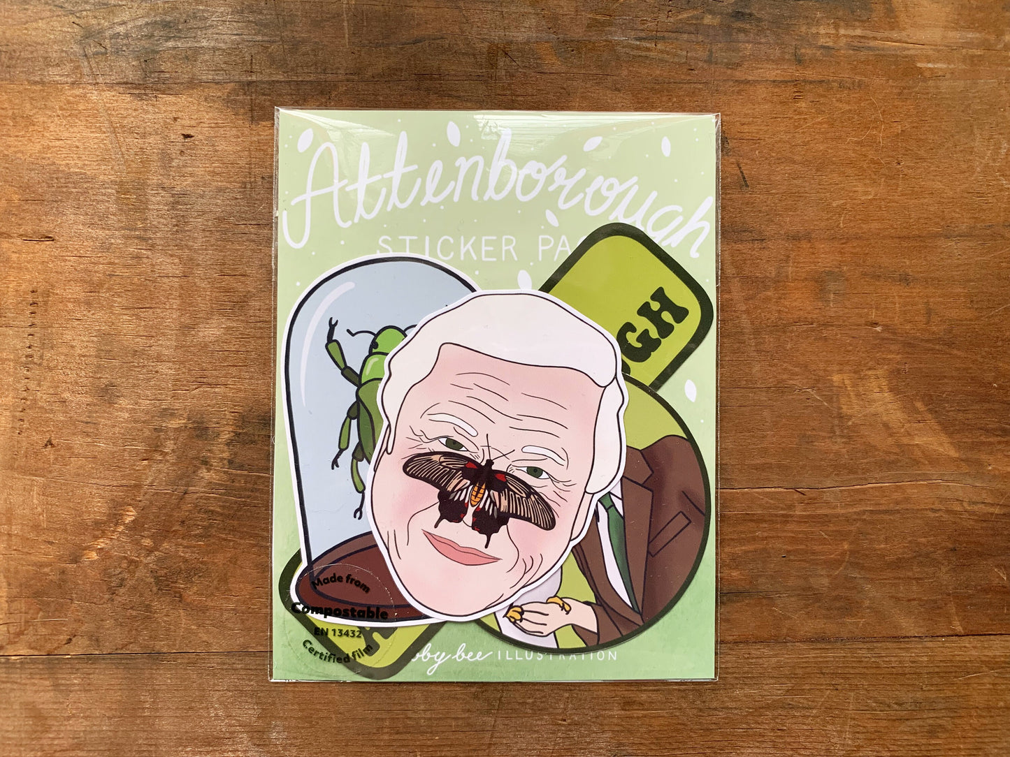 David Attenborough Sticker Pack with 4 Nature Themed Gloss Stickers, Wildlife Conservation and Nature Documentary Lovers Gift