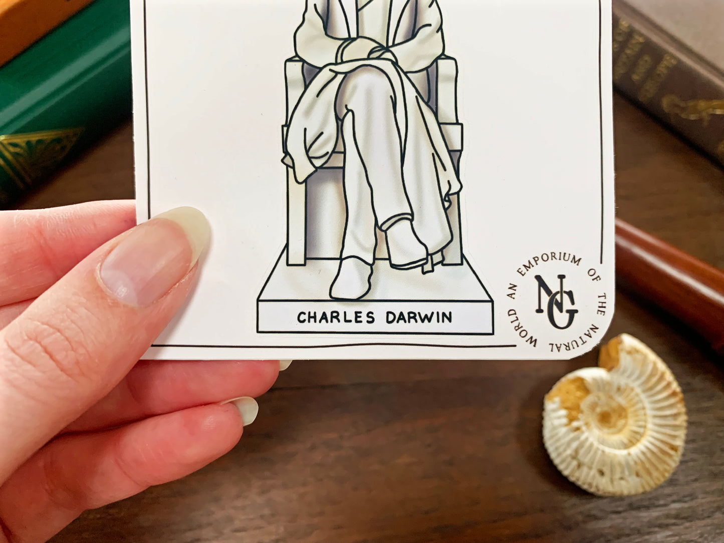 Charles Darwin Statue Sticker