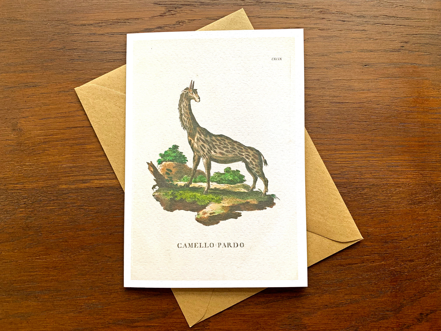 Giraffe Vintage Illustration Greetings Card