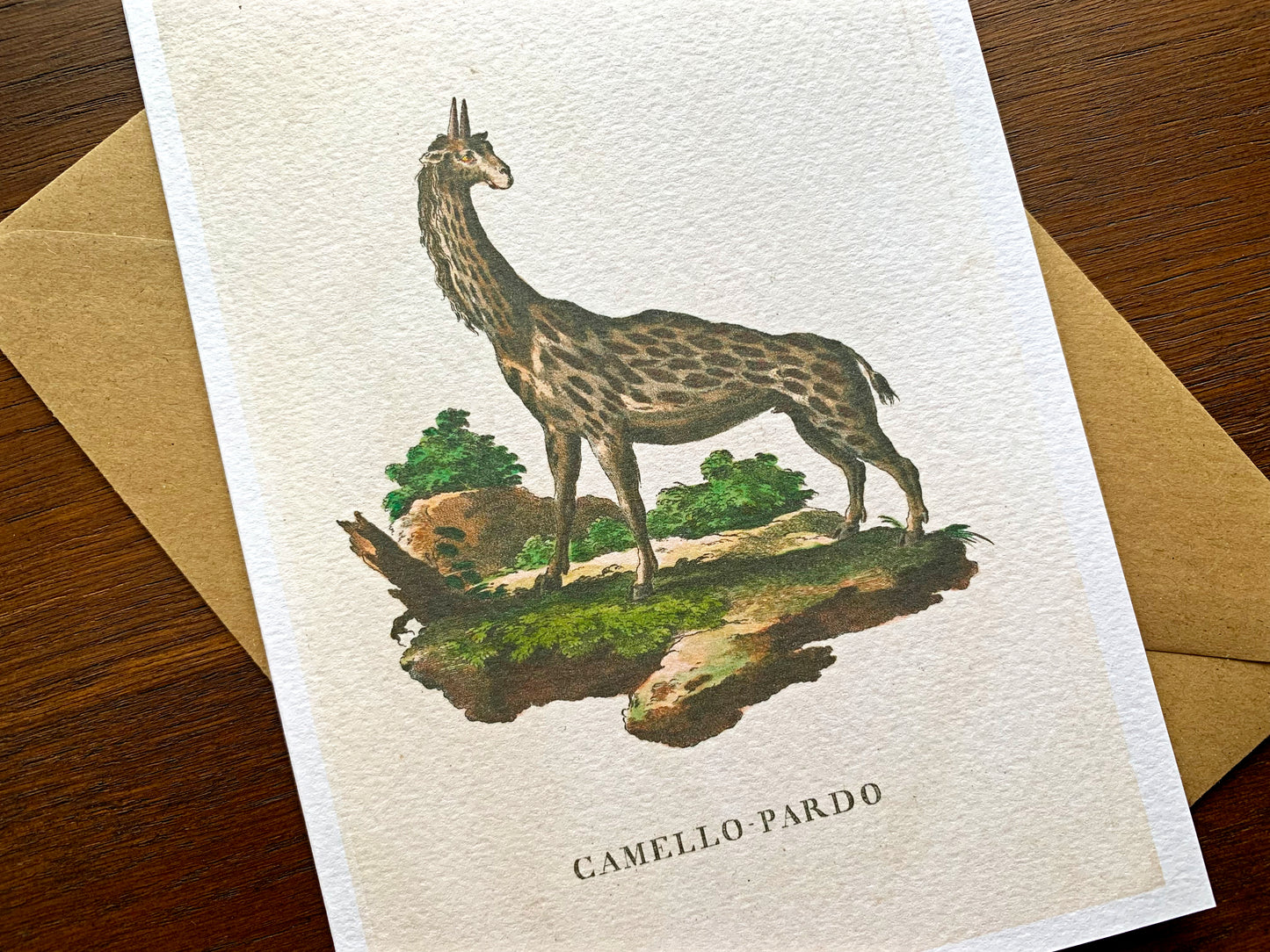 Giraffe Vintage Illustration Greetings Card