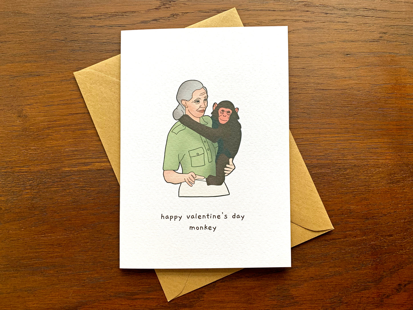 Jane Goodall Monkey Valentine's Card