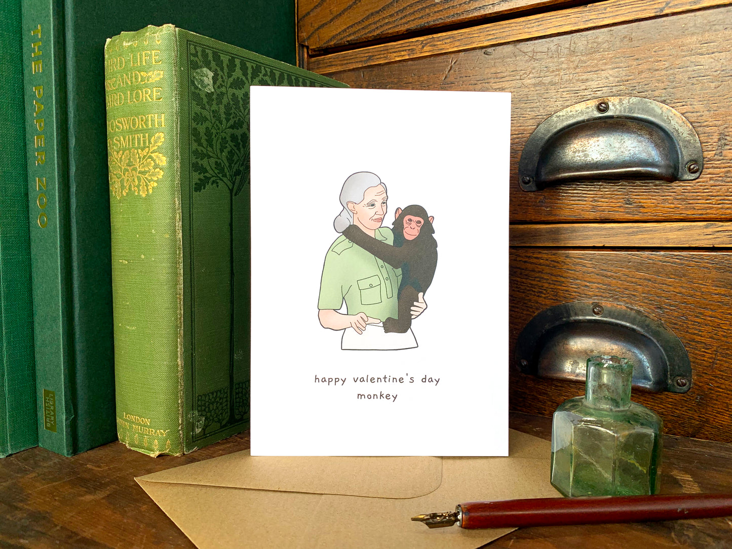 Jane Goodall Monkey Valentine's Card