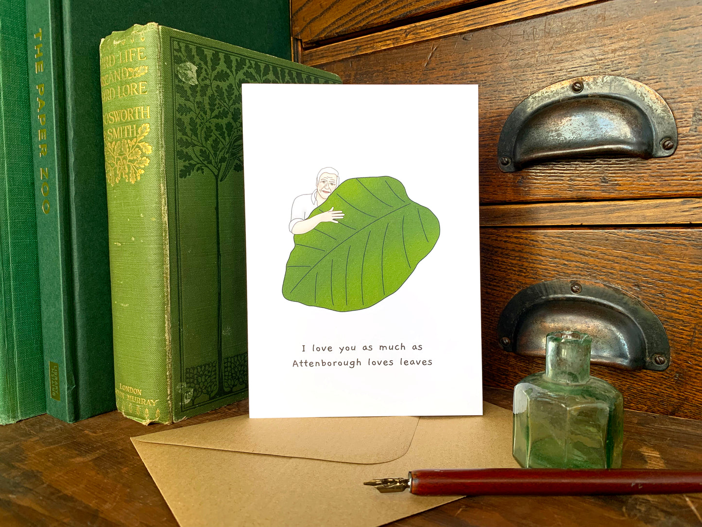 David Attenborough Loves Leaves Greetings Card