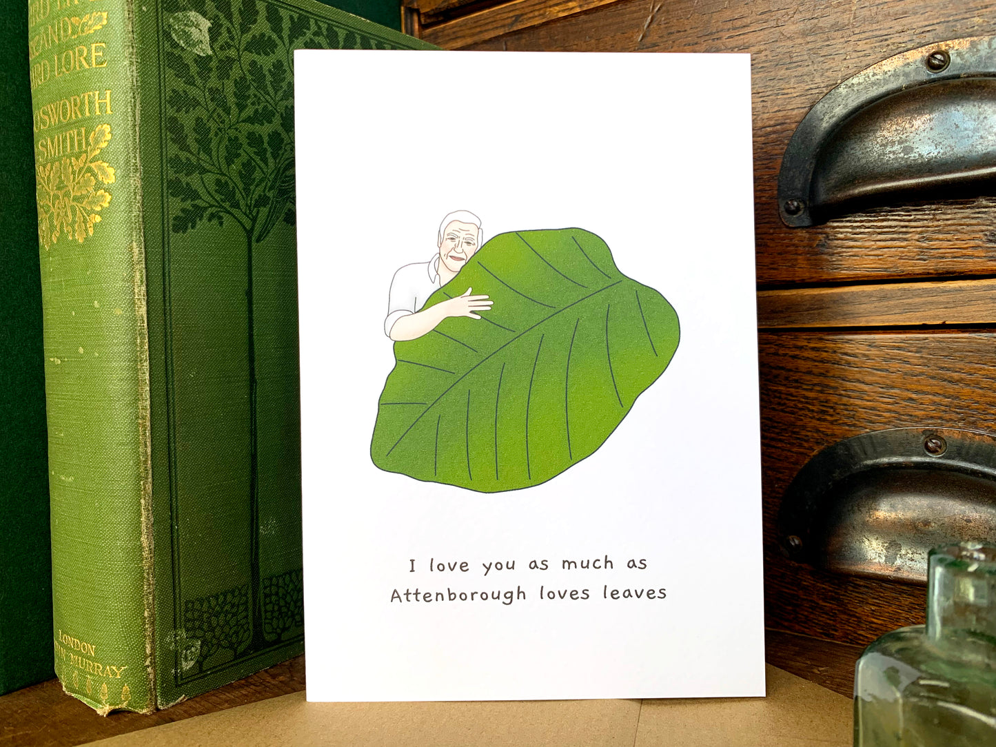 David Attenborough Loves Leaves Greetings Card