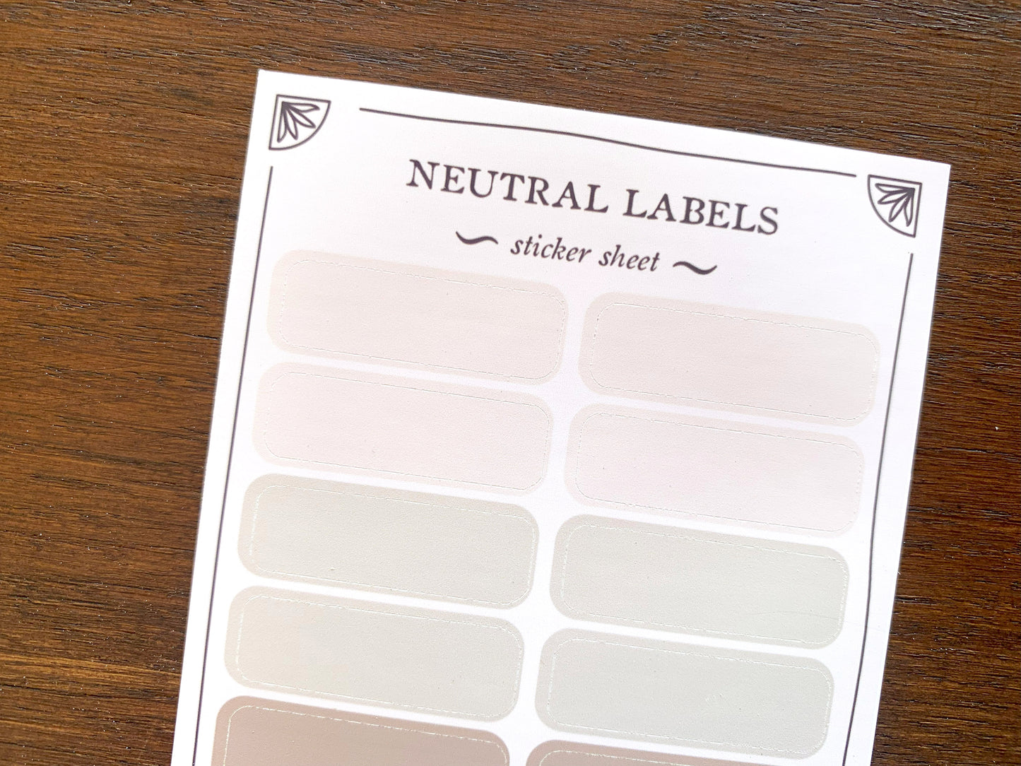 Neutral Label Sheet