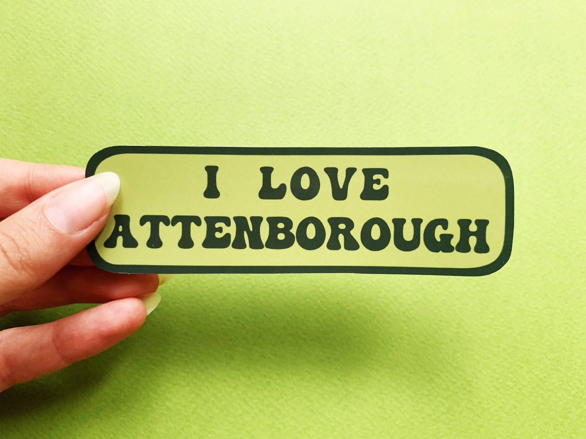 I Love Attenbrough Phone Sticker, David Attenborough and Nature Documentary Lovers, Natural History Themed Small Gift, Retro Style Sticker