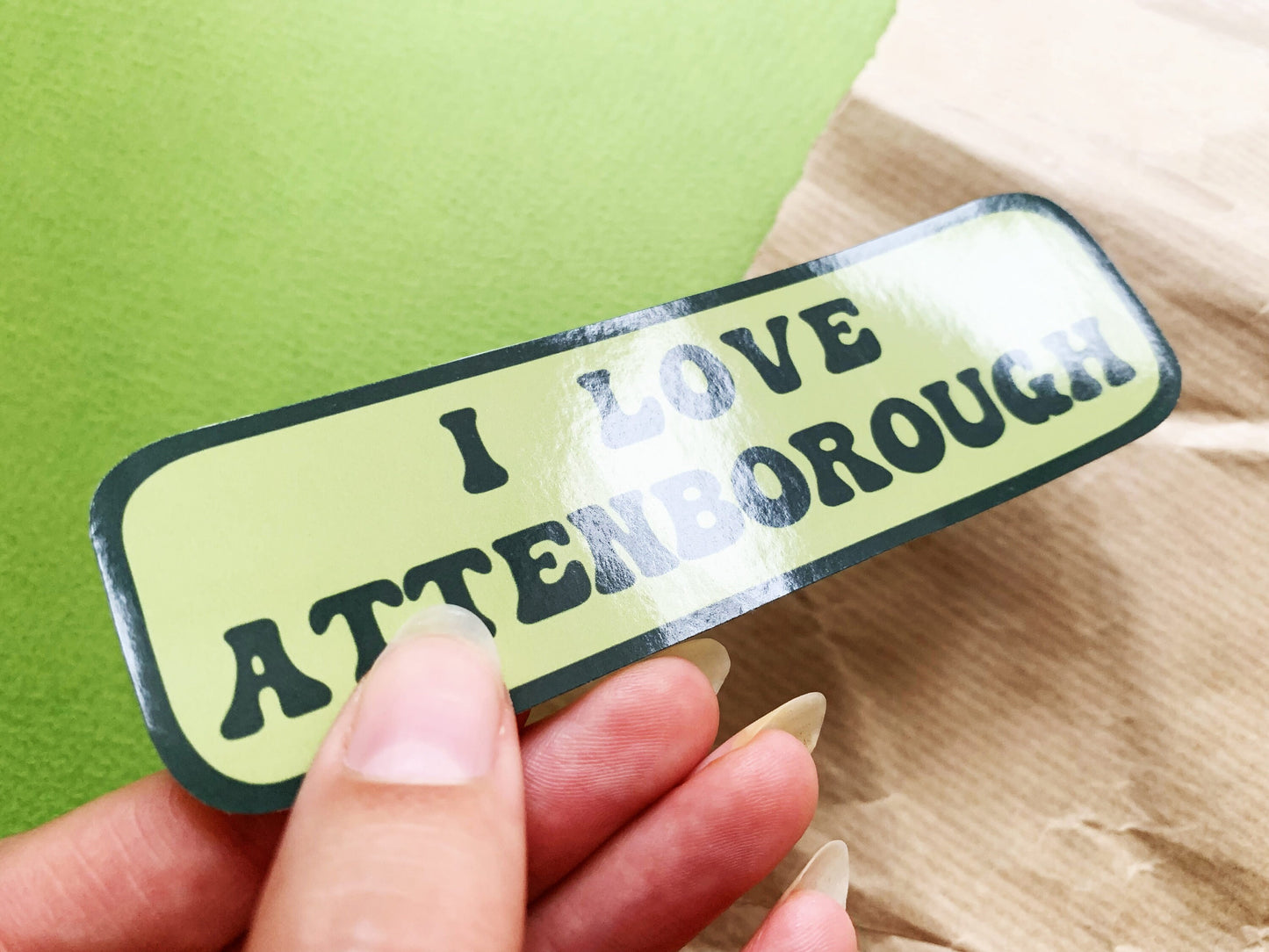 I Love Attenbrough Phone Sticker, David Attenborough and Nature Documentary Lovers, Natural History Themed Small Gift, Retro Style Sticker