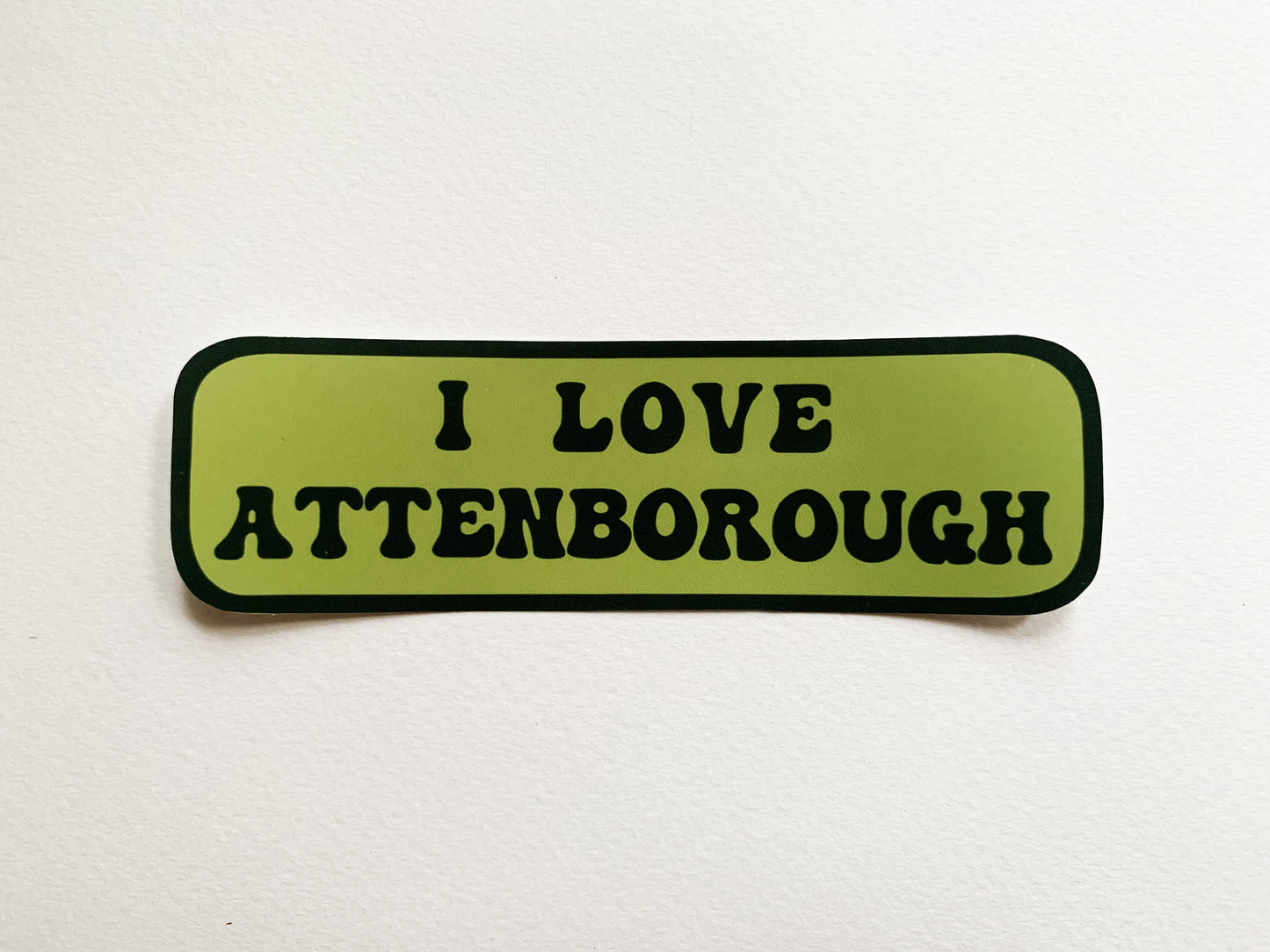 I Love Attenbrough Phone Sticker, David Attenborough and Nature Documentary Lovers, Natural History Themed Small Gift, Retro Style Sticker