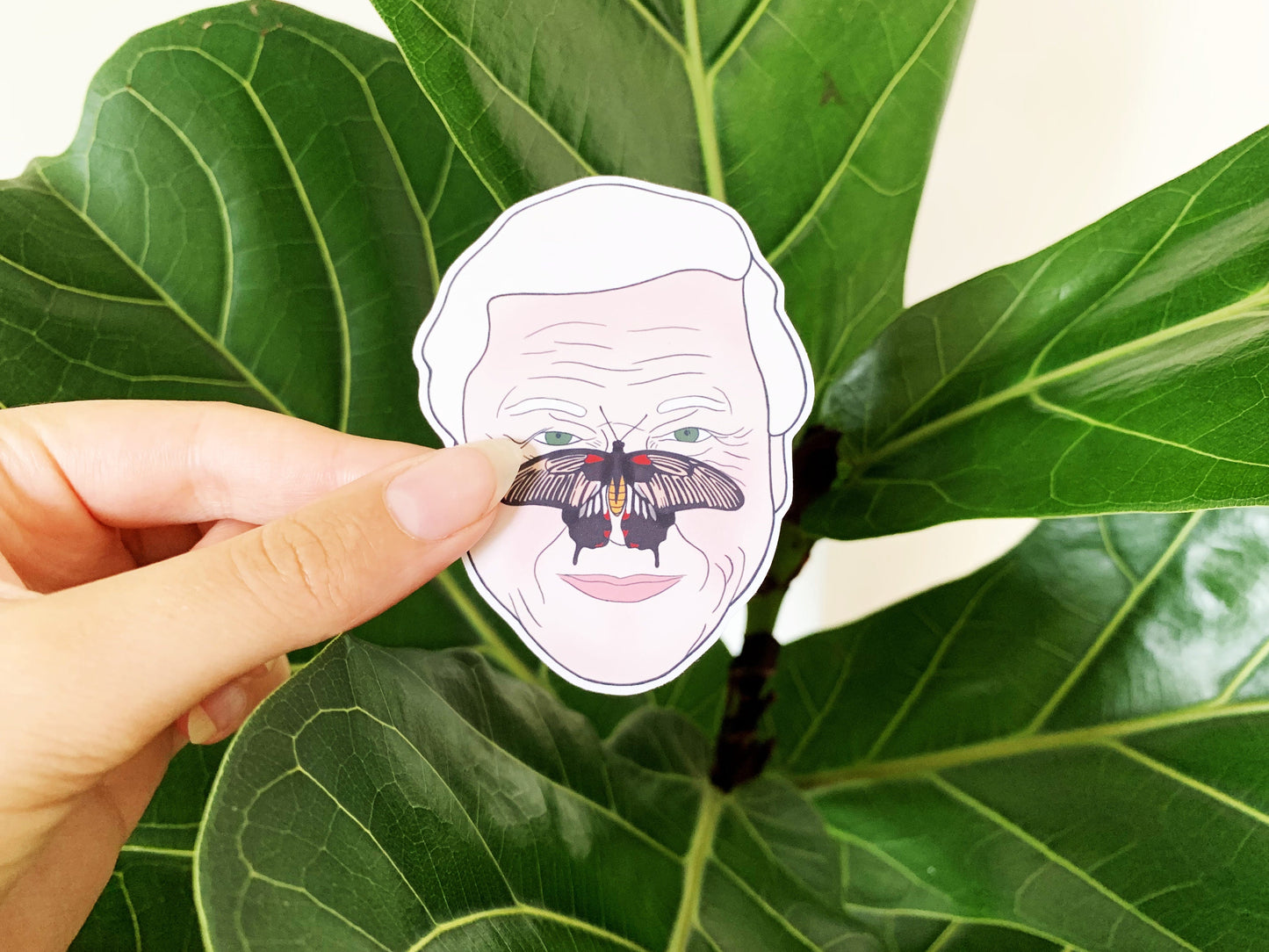 David Attenborough Sticker, Cute Natural History Butterfly Phone Sticker, Small Eco-Friendly Gift for Nature Documentary and Animal Lovers