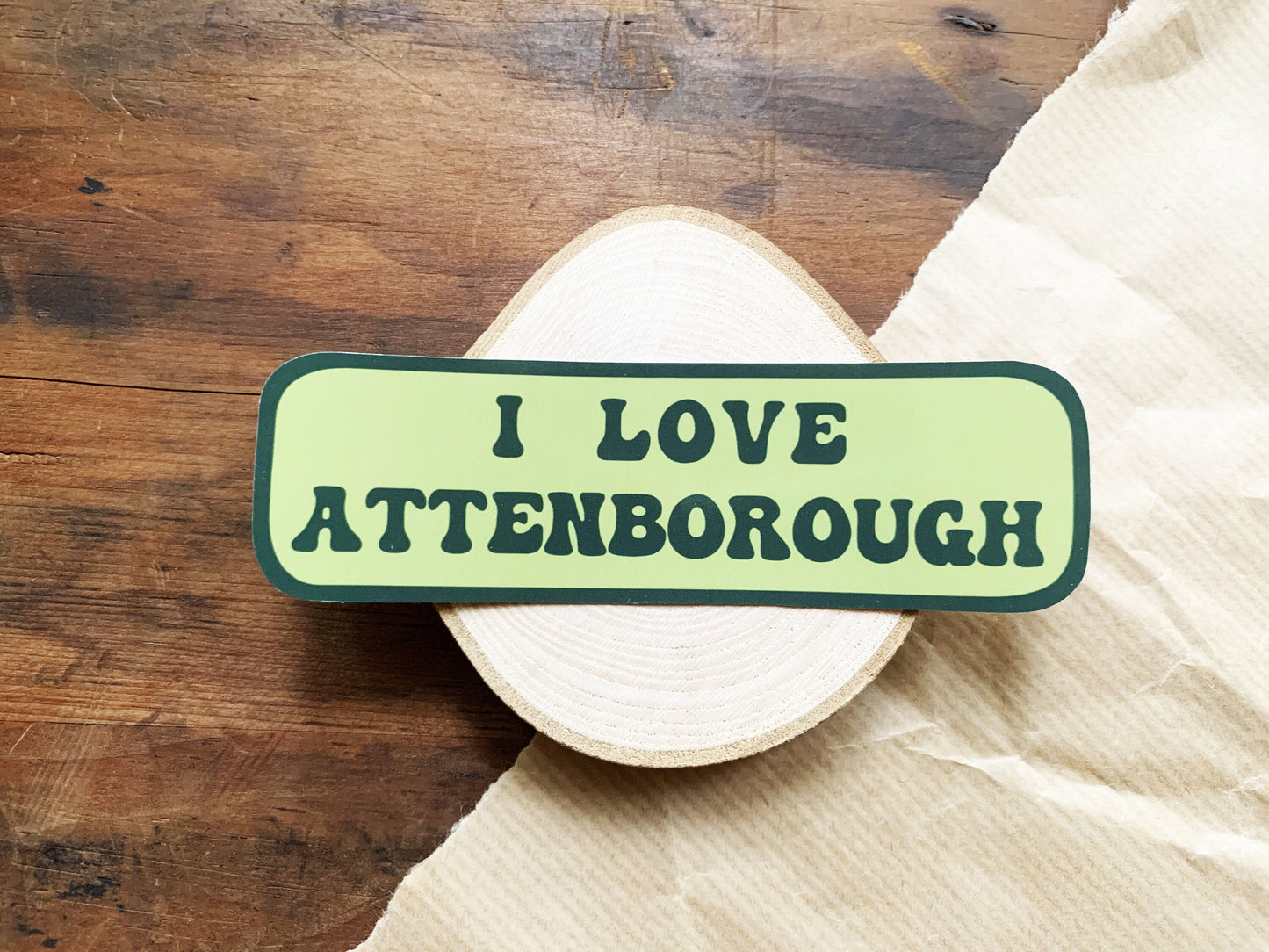 I Love Attenbrough Phone Sticker, David Attenborough and Nature Documentary Lovers, Natural History Themed Small Gift, Retro Style Sticker