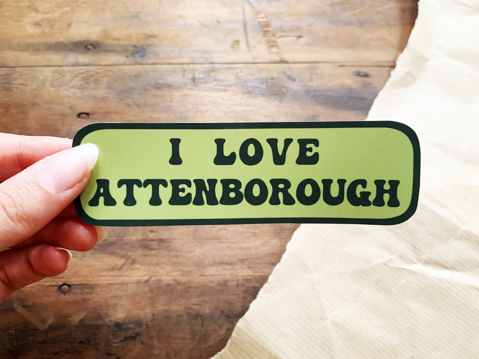 I Love Attenbrough Phone Sticker, David Attenborough and Nature Documentary Lovers, Natural History Themed Small Gift, Retro Style Sticker